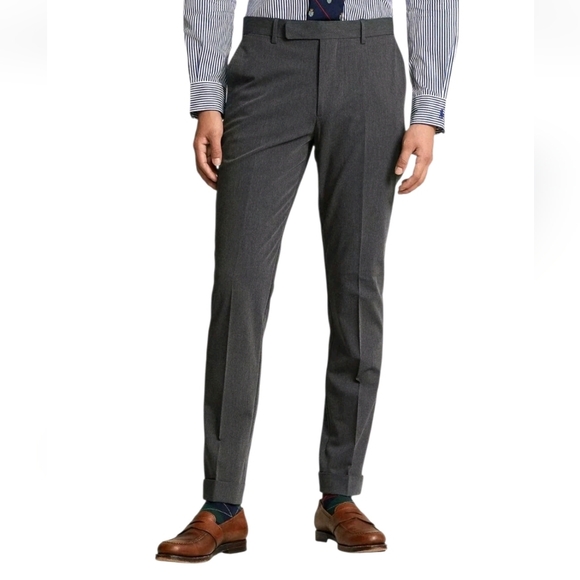 Polo Ralph Lauren Men Pants Size 33 Charcoal Gray Suit Trousers Unhemmed New